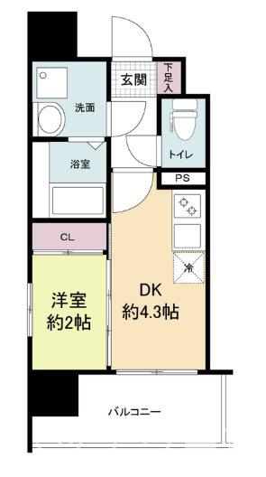 MODERN PALAZZO 大濠スクエア(1DK/3階)の間取り写真
