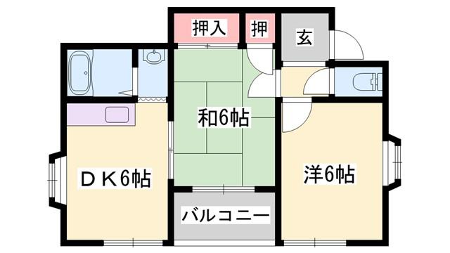 ハイム新在家(2DK/2階)の間取り写真