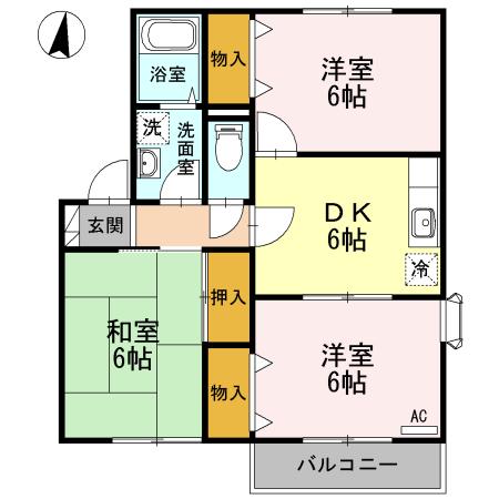サイプレスタウン(3DK/2階)の間取り写真