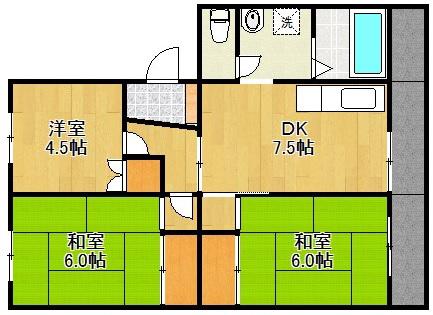 マンション若松(3DK/3階)の間取り写真