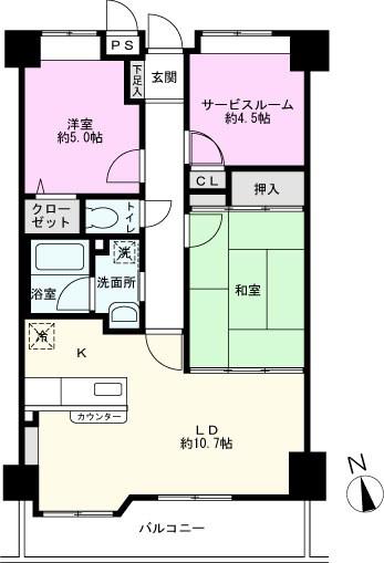 フレンズ東浦和(2SLDK/1階)の間取り写真