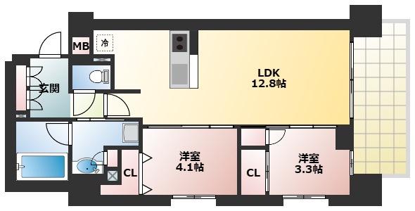 プレサンスレイズ新梅田(2LDK/6階)の間取り写真