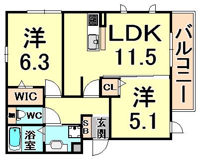 DROOM YOURS RESIDENCE(2LDK/3階)の間取り写真