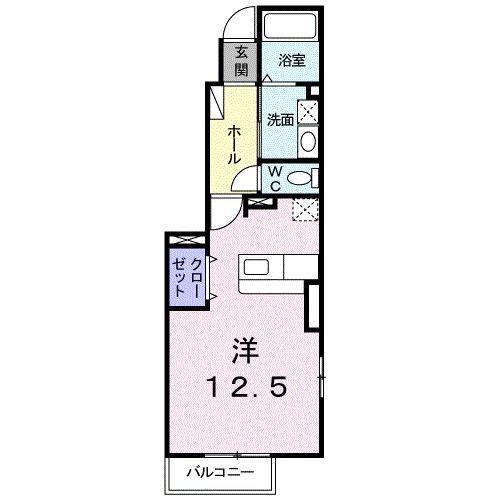 ブライトガーデンUNO(ワンルーム/1階)の間取り写真