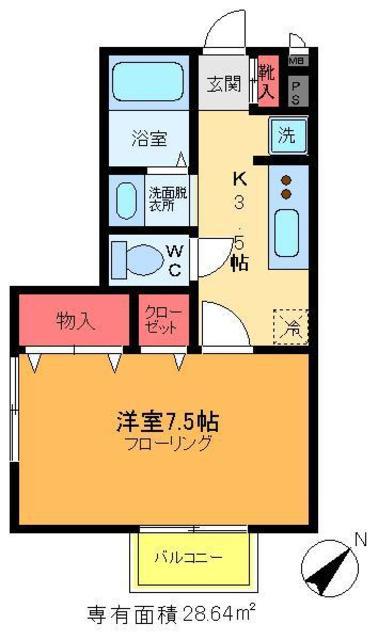 ソレイユ瑞江(1K/2階)の間取り写真