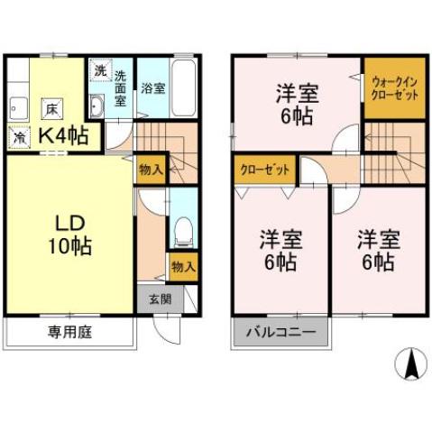ローズコート高(3LDK/1階)の間取り写真
