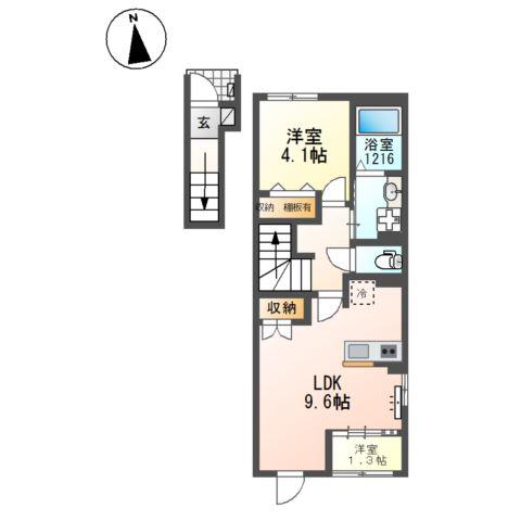 岡崎市宇頭町アパート(1LDK/2階)の間取り写真