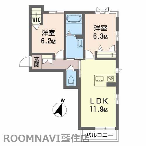 ベレオ名東(2LDK/2階)の間取り写真