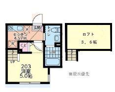 カンパ―ナ鶴間(1K/2階)の間取り写真