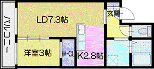 エアフォルク新さっぽろ(1LDK/4階)の間取り写真