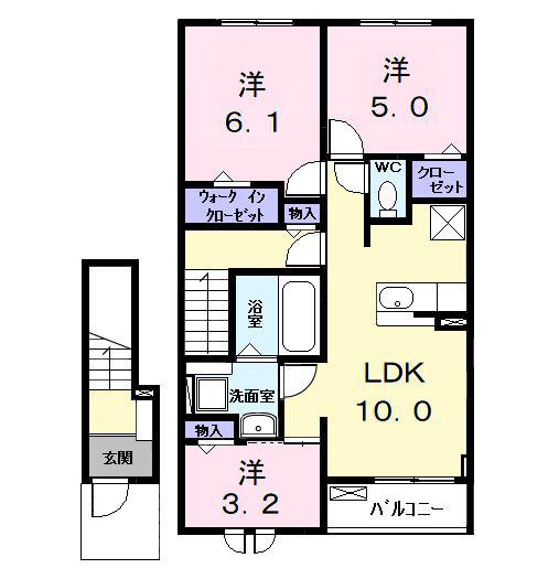 ロークァット I(3LDK/2階)の間取り写真