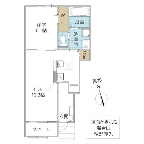 ラ コリーナ G(1LDK/1階)の間取り写真