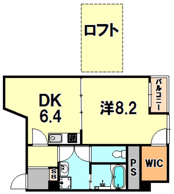サンビルダーパールビル(1DK/6階)の間取り写真