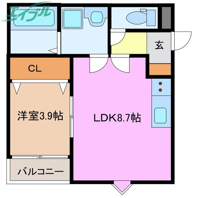 LE COCON四日市X(1LDK/2階)の間取り写真