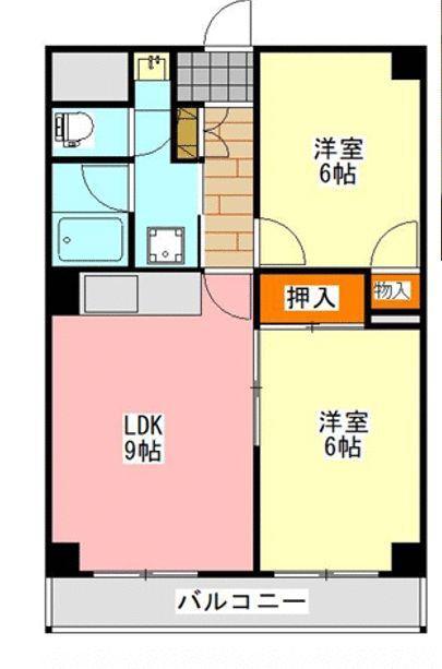 AKビル(2LDK/3階)の間取り写真