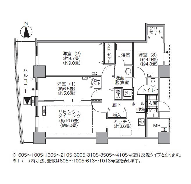 アクティ汐留(3LDK/40階)の間取り写真
