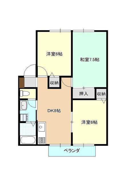サンガーデン野口A(3DK/2階)の間取り写真