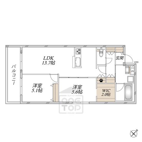 へーベルメゾン 星田駅前(2LDK/2階)の間取り写真