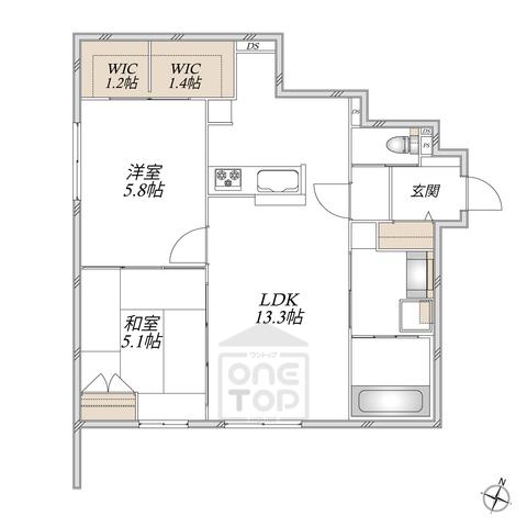 GARDEN CREST箕面船場(2LDK/1階)の間取り写真