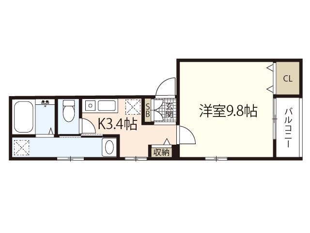 BANDIERA(1K/1階)の間取り写真