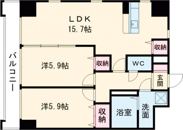 ソレイユ御蔵町(2LDK/1階)の間取り写真