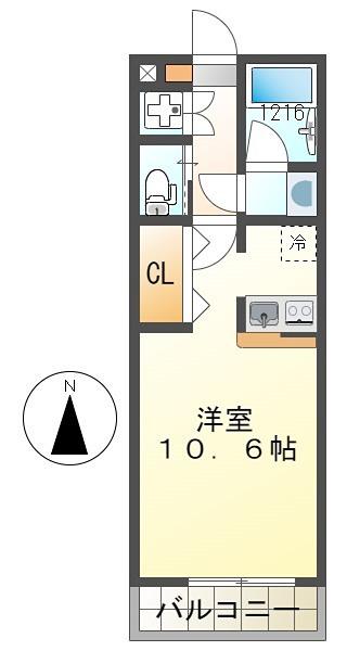 アンプルール(ワンルーム/1階)の間取り写真
