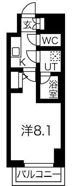 ベルグレードSK DUE(1K/9階)の間取り写真