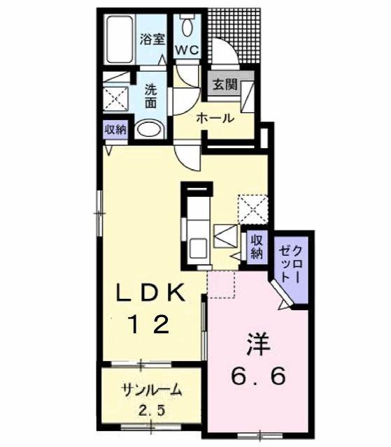 Nゲート IX(1LDK/1階)の間取り写真