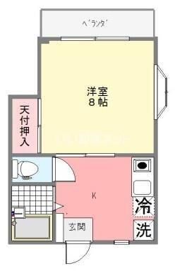 カーサ川越(1K/2階)の間取り写真