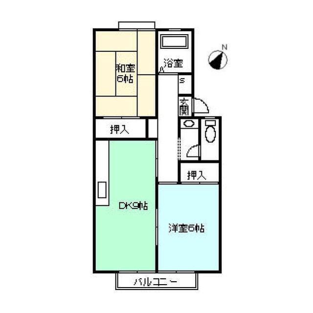 サンビレッジ知立A棟(2DK/2階)の間取り写真