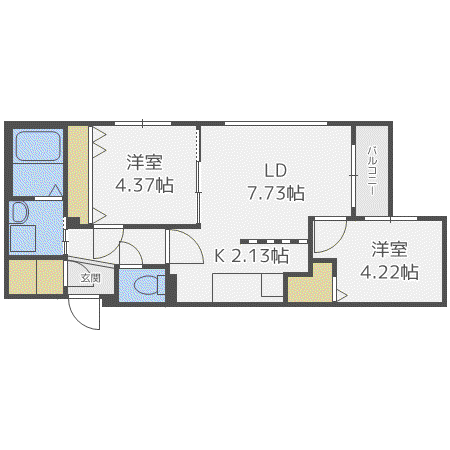GARDEN TERRACE4C(2LDK/4階)の間取り写真