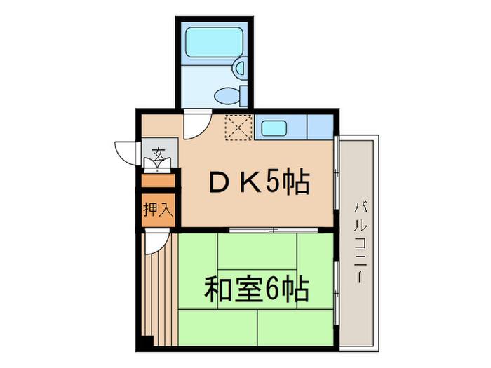 赤門サンライフマンション(1DK/6階)の間取り写真