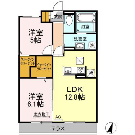 トレゾールブラン(2LDK/1階)の間取り写真