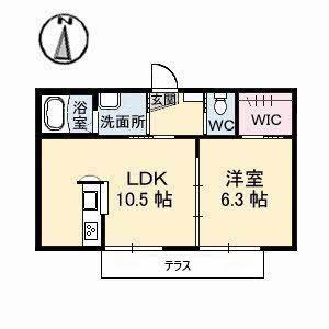 グロリオーサ(1LDK/1階)の間取り写真