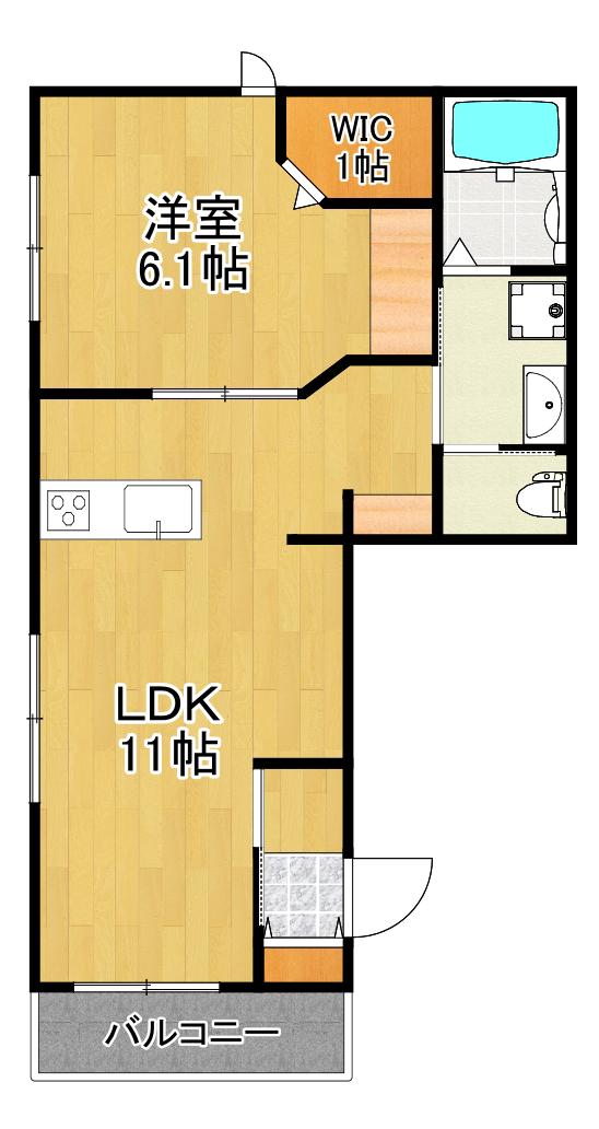 PRENDRE(1LDK/1階)の間取り写真