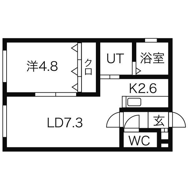 リーフコート平岸(1LDK/2階)の間取り写真