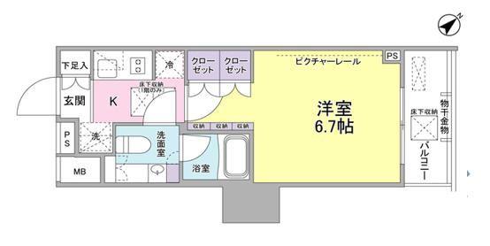 SIL西五反田(1K/2階)の間取り写真