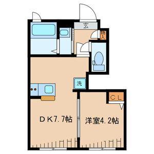 グリーンヒルズ山王B棟(1DK/1階)の間取り写真