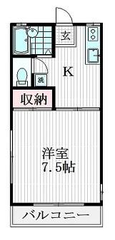 ハイネスローズ(1K/2階)の間取り写真