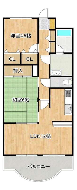 ヒューマンズマンション(2LDK/10階)の間取り写真