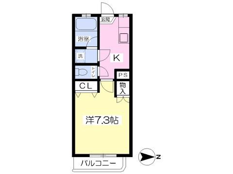 ピノ・ノワール(1K/1階)の間取り写真