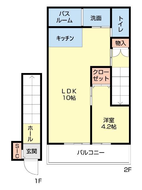 ヒルズ春日(1LDK/2階)の間取り写真