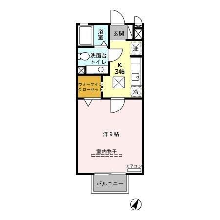 メルベーユA(1K/1階)の間取り写真