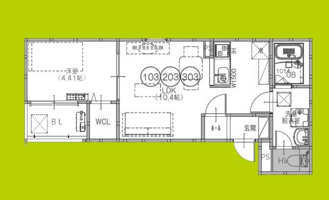 FSTYLE藤井寺道明寺5号館(1LDK/1階)の間取り写真