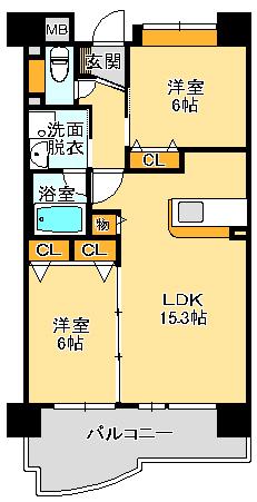 ナザレ・モリヤ(2LDK/8階)の間取り写真