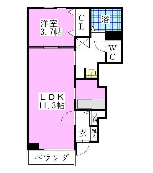 メゾン・アルカンシェル(1LDK/1階)の間取り写真