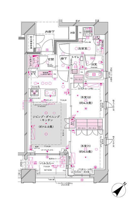 オーパスレジデンス銀座イースト(2LDK/7階)の間取り写真