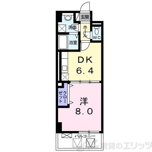 ハックベリー茨木南(1DK/5階)の間取り写真