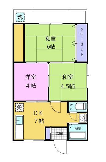 森本マンション(3DK/2階)の間取り写真