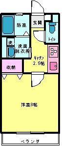 レトアブラウン(1K/1階)の間取り写真